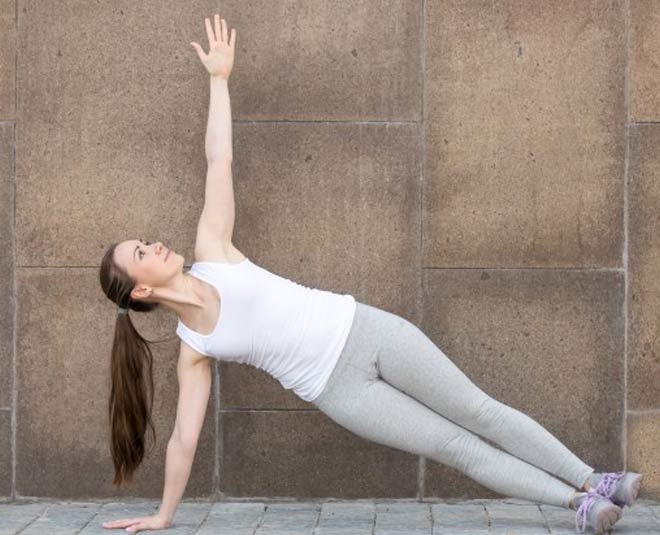 side plank with rotation inside 