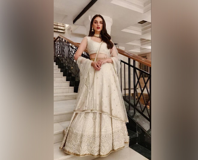 Embroidered Georgette Lehenga Choli in Off White UK - LC2907