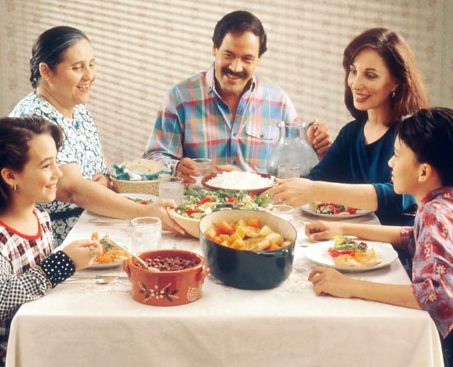 family in dining table