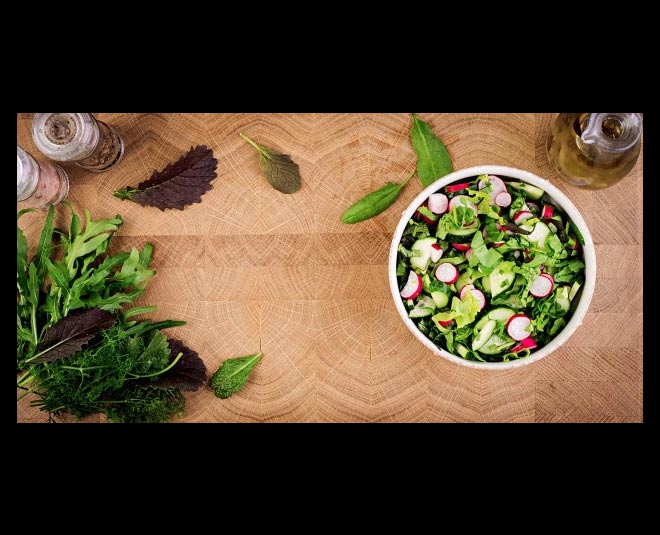 fresh salad cucumbers radishes herbs 