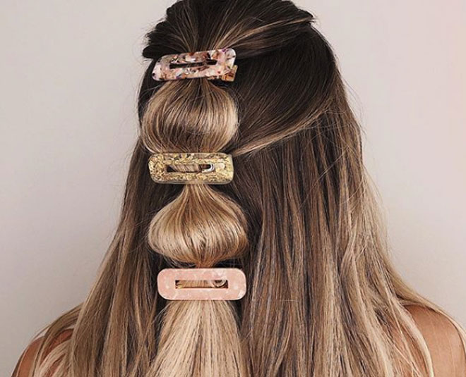 half bubble ponytail