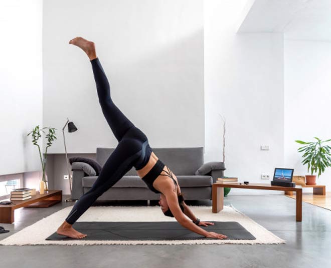 one leg downward facing dog pose