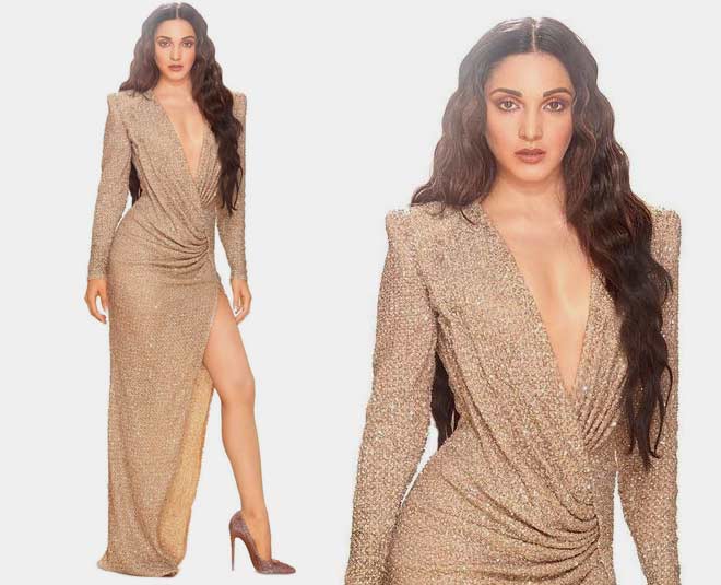 shimmery golden dress kiara advani