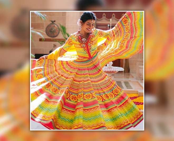 Buy Multi-Color Mehndi Dress in Traditional Pishwas style hand-embellished  with zardosi and sequin work. Custo… | Mehndi dress, Mehndi outfit, Indian  bridal outfits