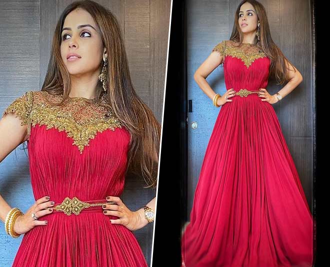 genelia deshmukh western outfits red gown