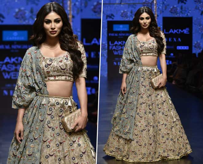 mouni  roy  lehenga  dupatta  style