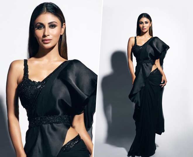 ruffle  saree  styling  tips mouni