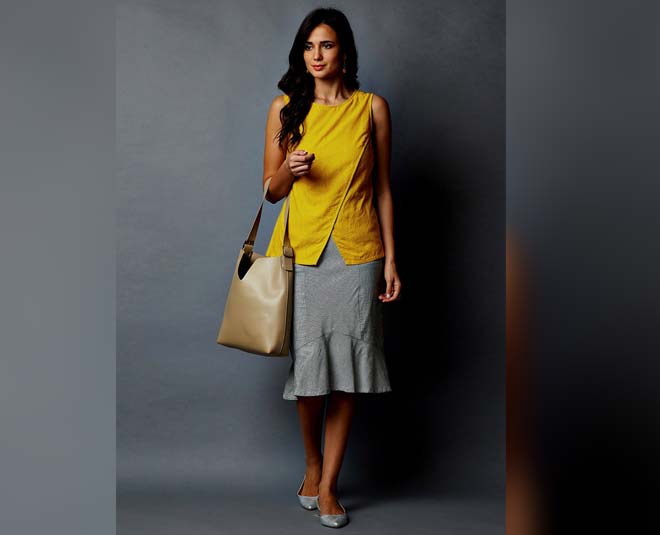 Grey yellow clearance skirt