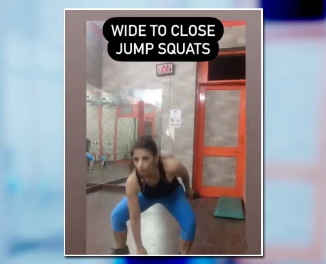 wide to close jump squats inside 