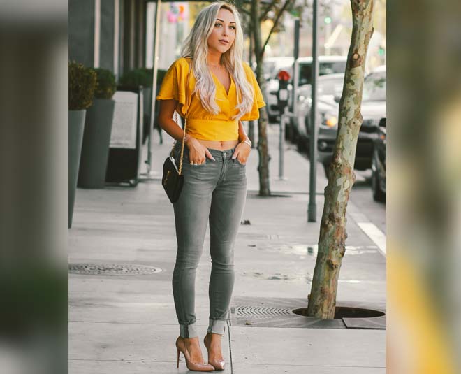 Mustard yellow and outlet grey outfit