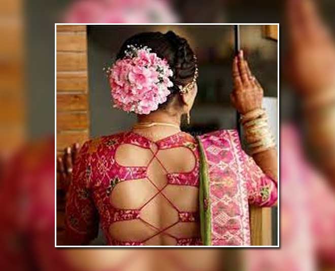 flower hair style with punjabi suit