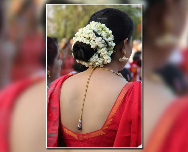जूड़े के चारों तरफ गजरा लगाएं gajra around bun