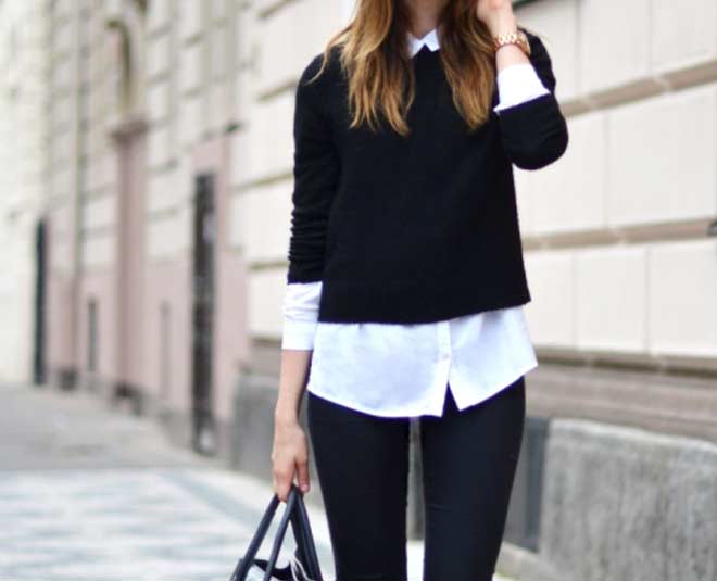 Crop top sweater 2024 with shirt underneath