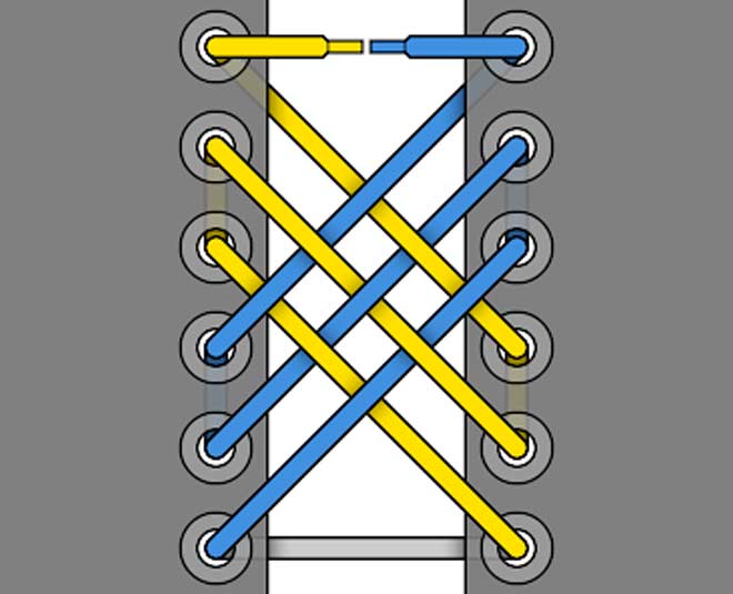 Схема шнуровки крест накрест изнутри