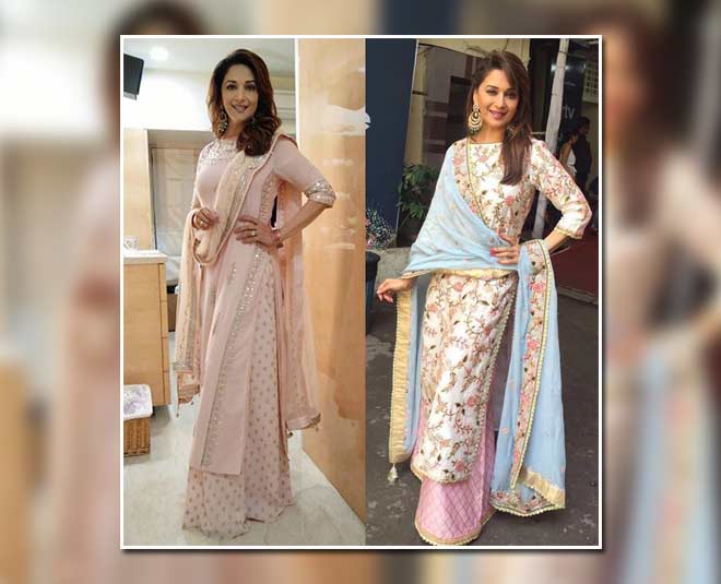 madhuri dixit palazoo suit look