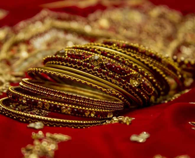 maroon bangles with golden
