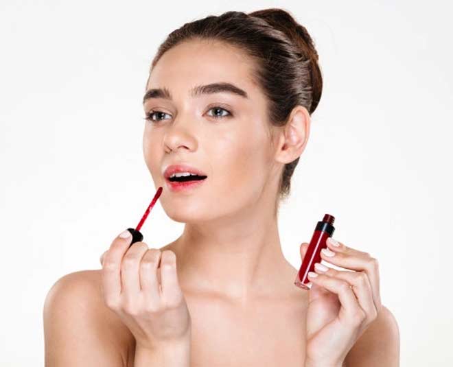 red lipgloss looking