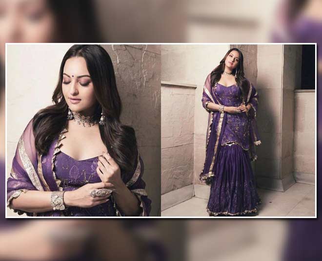 sonakshi purple sharara