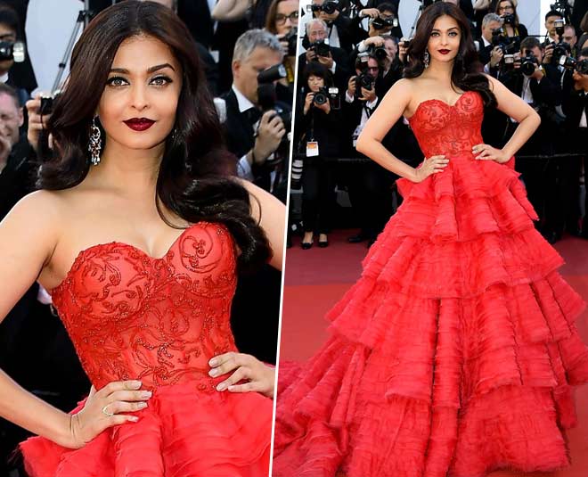 aishwarya bollywood red gown