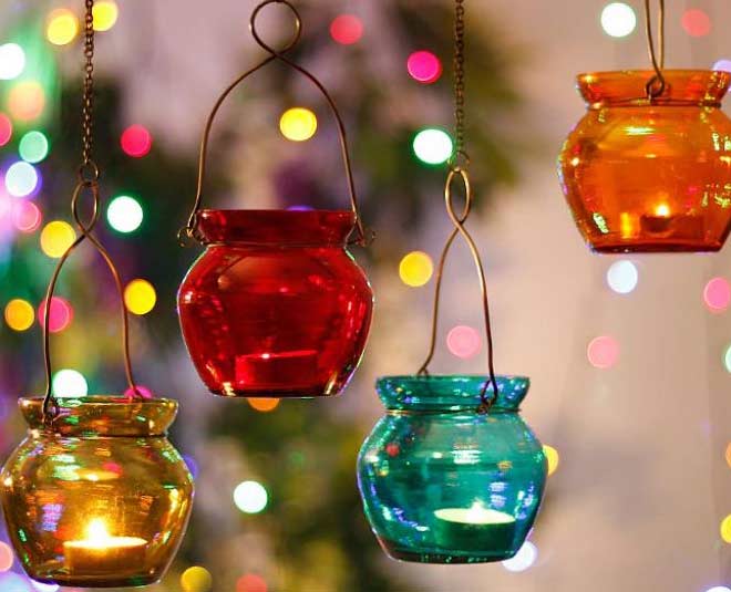 hanging lights decoration in karwa chauth