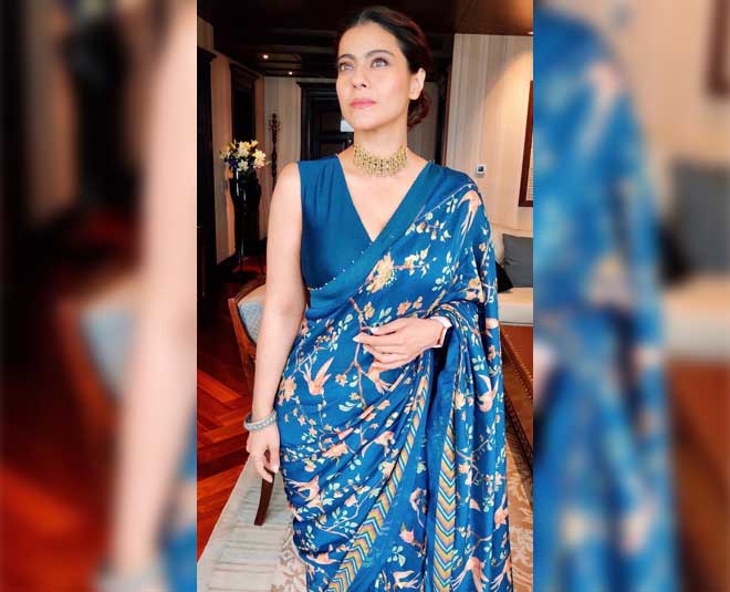 नौवां दिन kajol royal blue outfit navratri