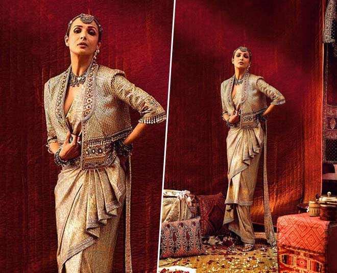 कस्टमाइज साड़ी malaika arora designer saree idea