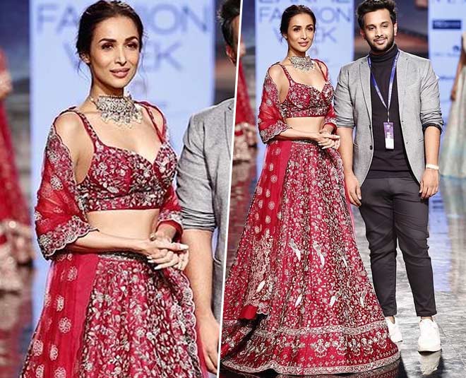 ब्राइडल लहंगा लुक malaika arora heavy lehenga