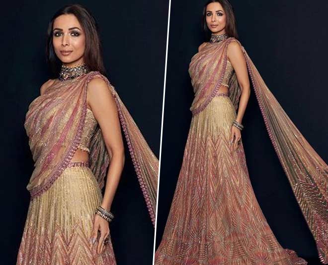 लाइट वेट लहंगा लुक malaika arora lehenga new design