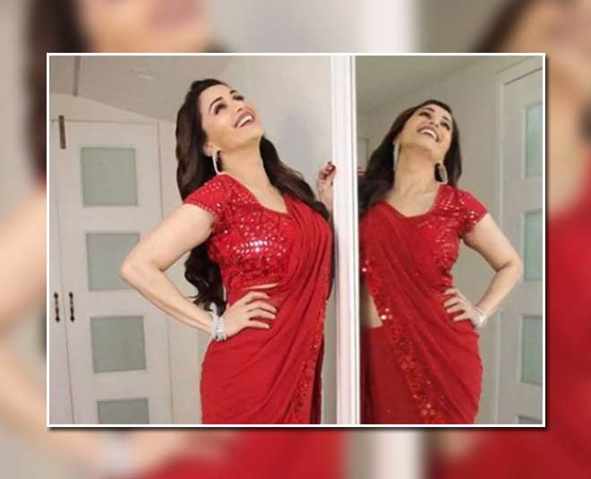 छठवां दिन navratri madhuri red look