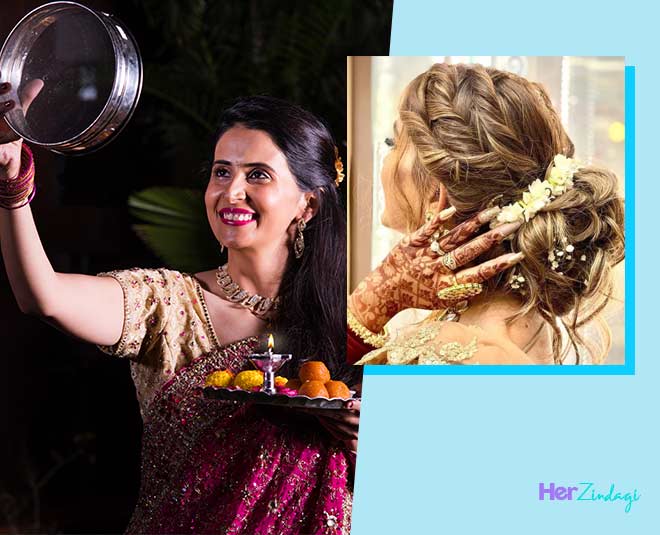 Karwa Chauth 2021 Latest Hairstyles With Saree Look - Amar Ujala Hindi News  Live - Karwa Chauth 2021:करवा चौथ में अपनी साड़ी के साथ बनाएं ये हेयर  स्टाइल, लुक में लग जाएंगे चार चांद