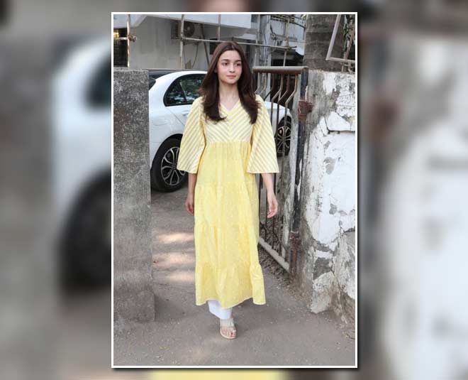 Alia's Lime Yellow A-Line Kurta alia bhatt yellow kurta
