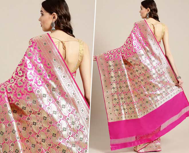 Buy Gotitli Mira Wine Solid Linen Saree with Grey Pallu with Unstitched  Blouse online