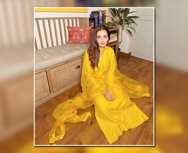 Dia Mirza's Plain Yellow Kurta dia mirza yellow kurta