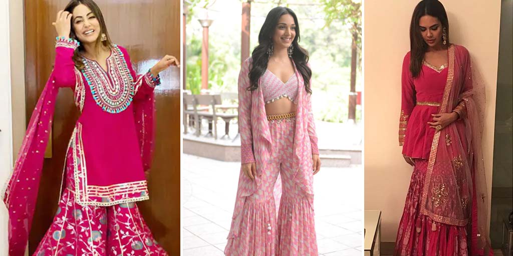 Get Dressed In These Celebrity Approved Pink Shararas This Festive ...
