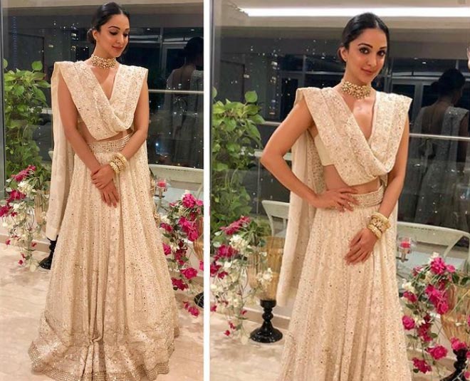 चिकनकारी लहंगा लुक shershaah actress kiara advani party look