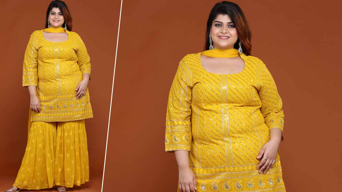 Yellow sharara suit
