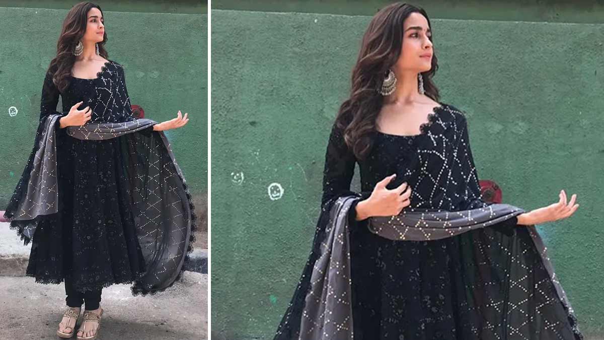 black chikankari anarkali