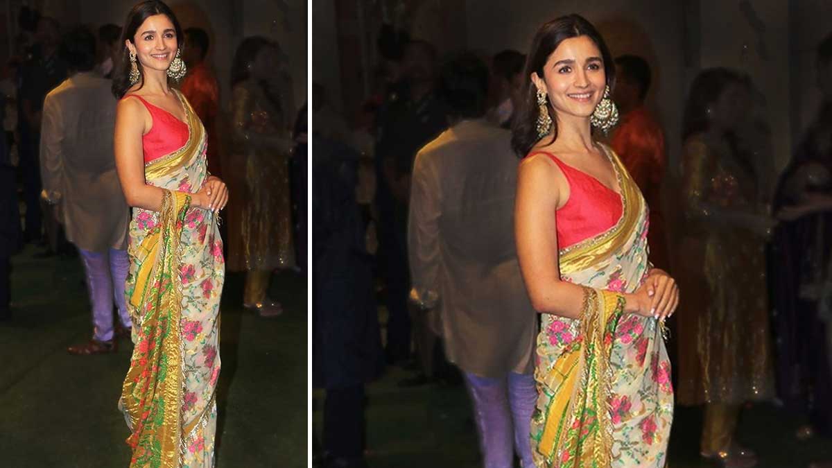 floral saree alia