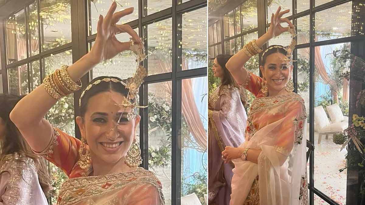 Kareena and Karisma Kapoor know how to always be at the top of their  fashion game, and Anant Ambani-Radhika Merchant's pre-wedding bash was no  different.