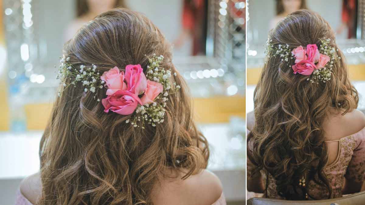 Best Open Hairstyles With Flowers| खुले बालों में फूल लगाने का तरीका जानें  |Khule Balon Me Kaise Lagayen Phool | easy to do open hairstyles with  flowers | HerZindagi