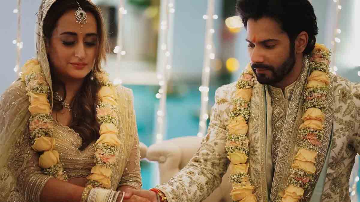 varun natasha yellow flower varmala