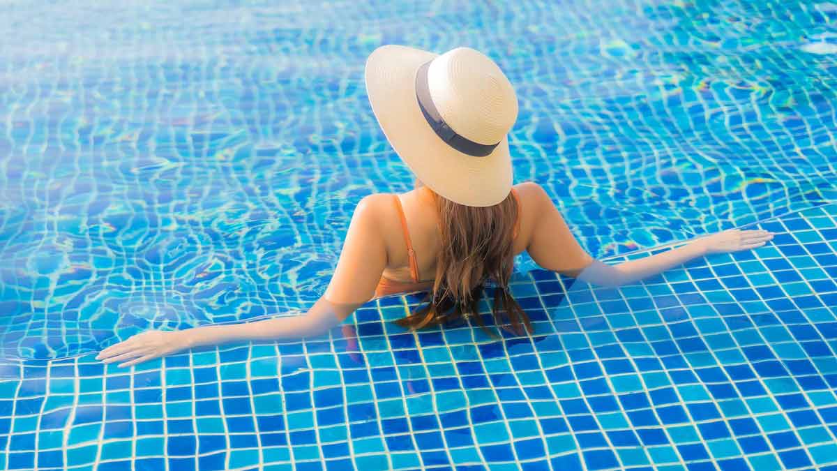 woman swimming in pool