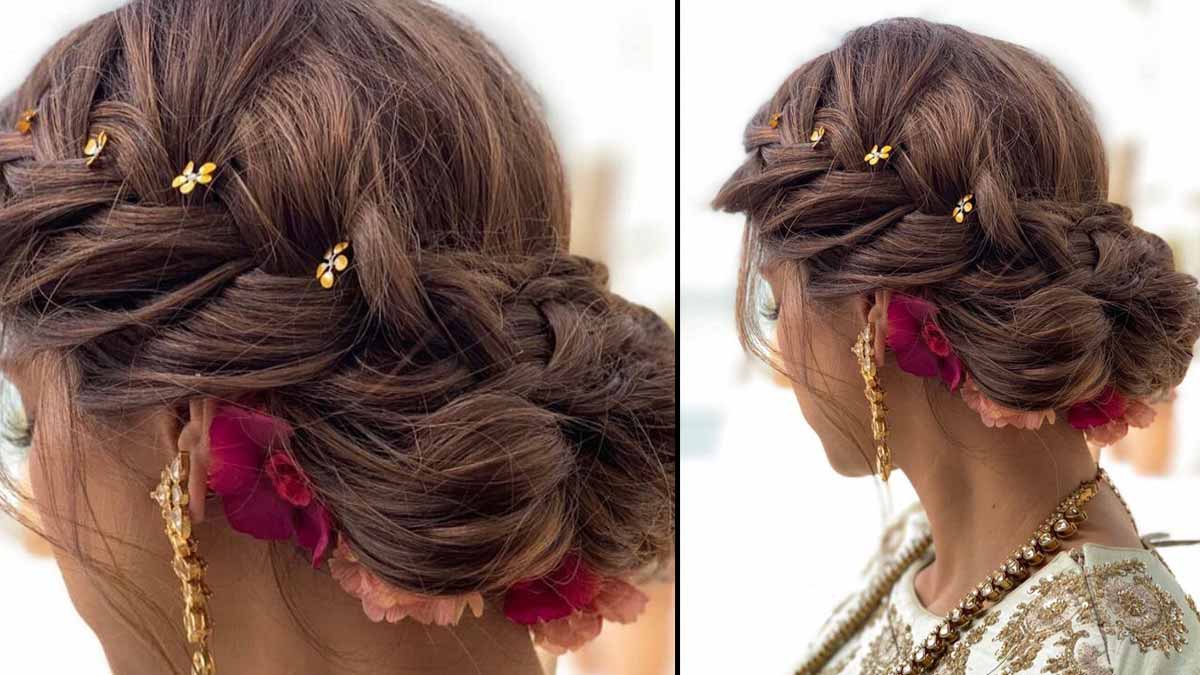 simple juda hairstyle with front look | hairstyle for engagement look | bun  hairstyle | hair updo - YouTube