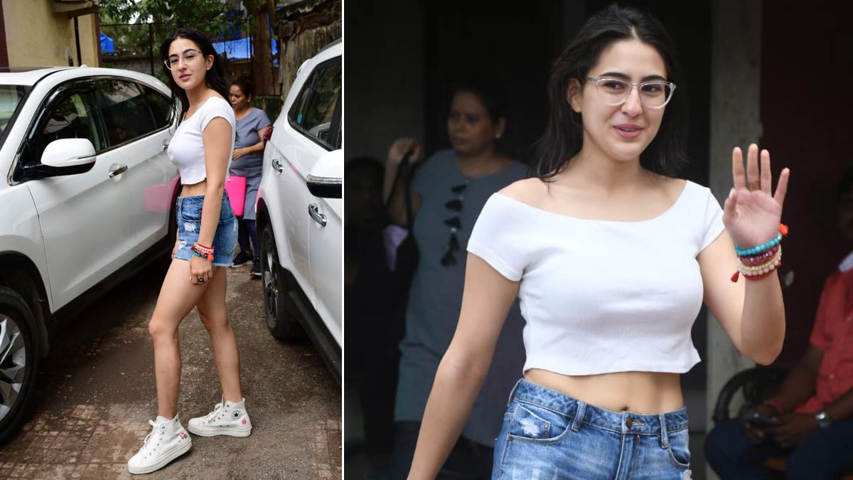 Sara Ali Khan in white crop top and yoga pants leaves Mumbai speechless.  See pics - India Today