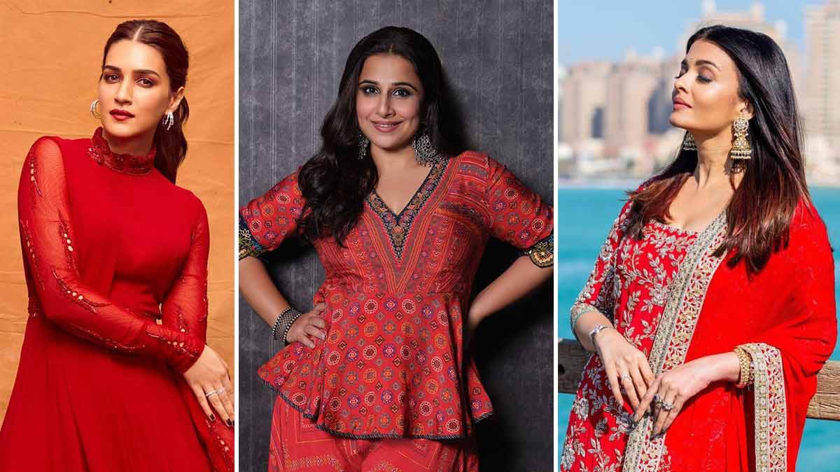how to style red color kurti in different way