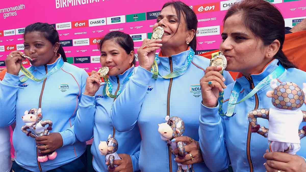 indian women lawn ball team won gold medal