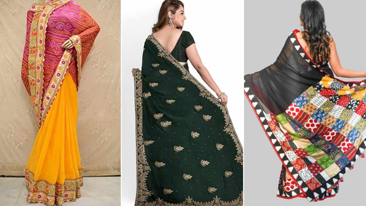 Red - Gota Patti - Sarees: Buy Latest Indian Sarees Collection Online |  Utsav Fashion