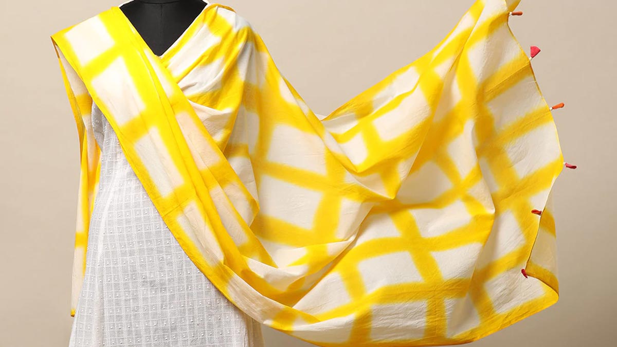 जाल प्रिंट tie and dye dupatta