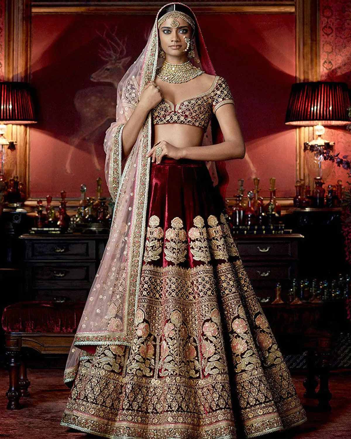 Stone work bridal lehenga