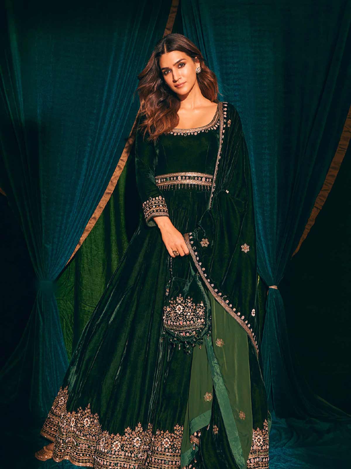 anarkali velvet suit